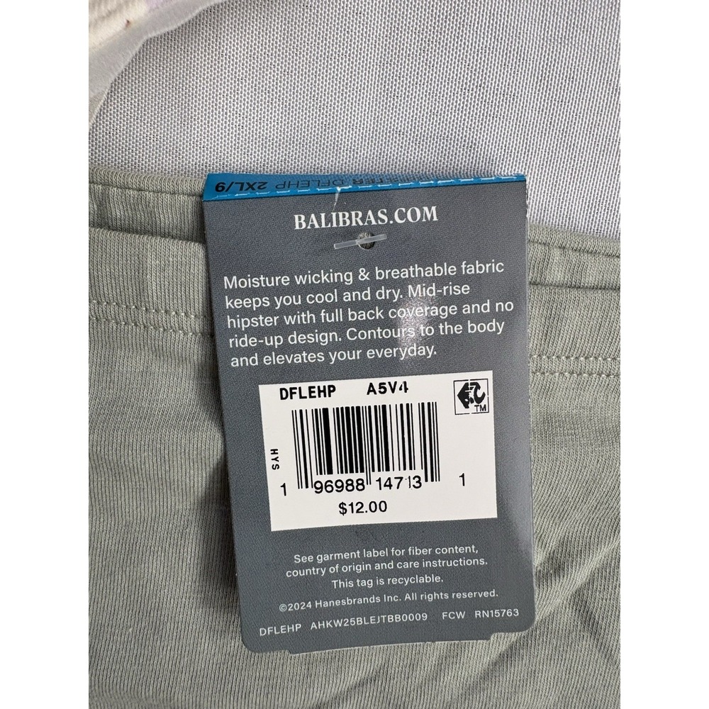NEW Bali Breathable Cotton Hipster Panty DFLEHP Women's Size 2xlarge 2 Pair - Picture 8 of 10